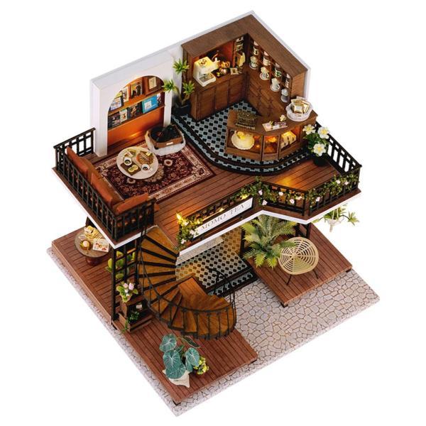 DIYミニチュアドールハウス建設安全高品質木製ハンドクラフト家具付き