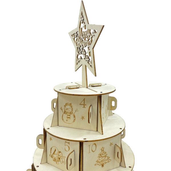 木材アドベントカレンダーケーキの形クリスマスホリデーの宝箱5つの尖った星