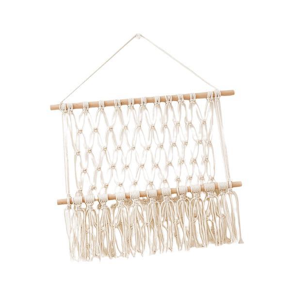 説明:マクラメ ウォール オーガナイザー: タッセルで飾られたこのおもちゃのハンモックは.ご自宅のインテリアにボヘミアン スタイルを加えます.お子様のおもちゃコレクションを楽しく収納してディスプレイできます.多機能: コレクションやおもちゃ...
