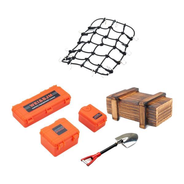 説明:[多用途の装飾セット]: この RC クローラーアクセサリーセットには.RC クローラーの外観を向上させるさまざまな車の装飾が含まれています. [パッケージ]: パッケージには.ツールケース3個.木箱1個.シャベル1個.荷物ネット1個...