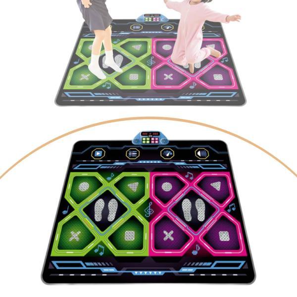 子供用2人用ダンスマット、ギフト、楽しくインタラクティブで使いやすい実用的な電子ダブルダンスマットリズムステッププレイパッド