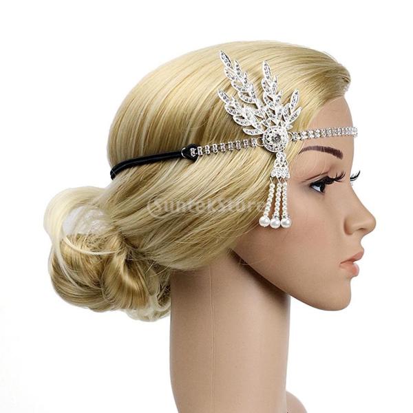 女性 ヴィンテージ ラインストーン ヘアバンド 1920年代 ギャツビー