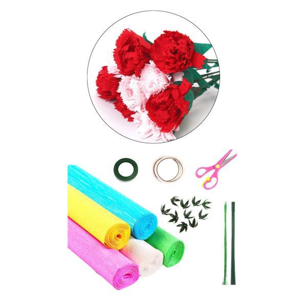 クレープ ペーパー フラワー DIY キット フローラル ステム ワイヤー
