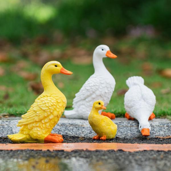 4個のかわいいアヒルの彫像妖精の庭の池の置物の装飾黄白 Stkショップ 通販 Yahoo ショッピング