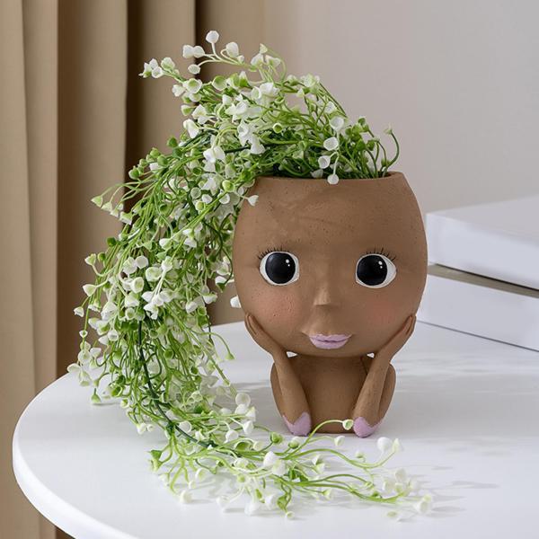 木製 花と鉢の置物 笑顔付き Amazon.co.jp: 笑顔の植木鉢 - 笑顔樹脂フラワー プランター