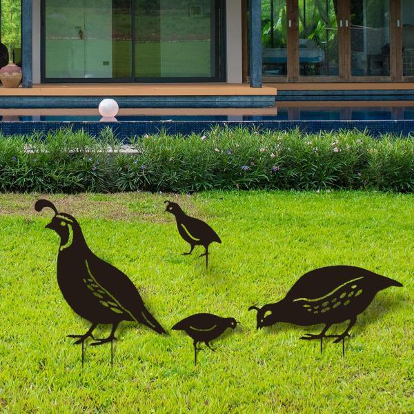 4ピース 鳥 動物像 ガーデンオーナメント アイアンヤード ステーク