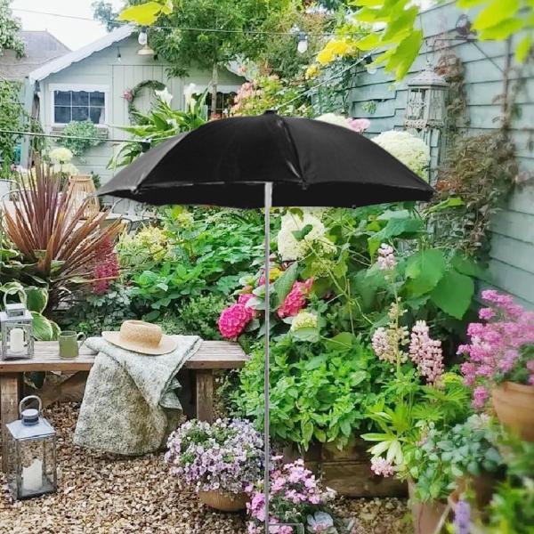 ガーデンパラソル 屋外用 日除 パティオ傘 屋外用植物用傘 日よけ 鉢植え、パティオの花、庭用 ブラック : STK
