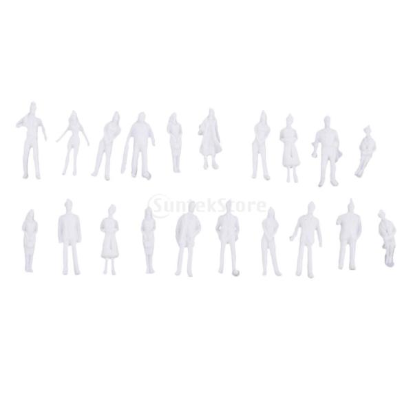 説明: 20Pcs 1/100 HOスケール無塗装モデル人物ミニチュアフィギュア建築モデル人間のプラスチックシーンシミュレーションレイアウトやジオラマに最適材質：プラスチックカラー：ホワイトサイズチャート:高さ： 1.9-2.2cm / 0...