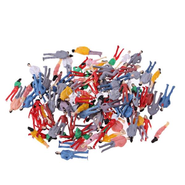 説明:列車鉄道パークストリートビルディング乗客人物図モデルミックスロット男性と女性のモデルの列車の乗客の様々なポーズの人形塗装された、準備ができている建物の建築シーンレイアウトとランドスケープモデルに最適 Materail：プラスチックサイ...