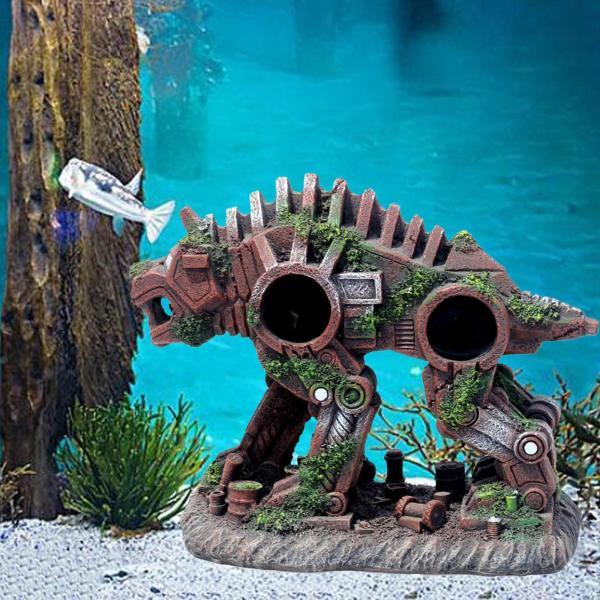 水族館オーナメントロボット犬像マイクロ風景の水槽の装飾人工バレル隠蔽洞窟避難所背景工芸品非衰退アクセサリー