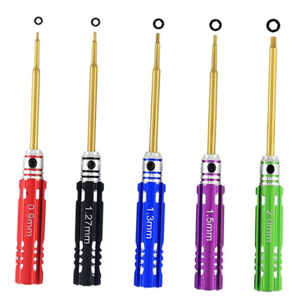 説明:rcカー/ボート/ドローン/ヘリコプターおよび他の趣味のrcモデル車両用の5PCSCNC機械加工金属スクリュードライバー修理ツール.一般的に使用される0.9mm1.27mm 1.3mm 1.5mm2.0mm六角ネジドライバーが含まれて...
