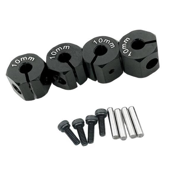 SCX10 CC01 1 / 10RCカー10mmブラック用4xRC六角ホイールハブドライブアダプター