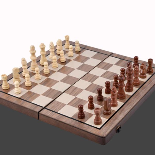 木製のチェスセット2in1おかしい手作りの木製のスペアタイムトラベル大人のカラフルなフレーム