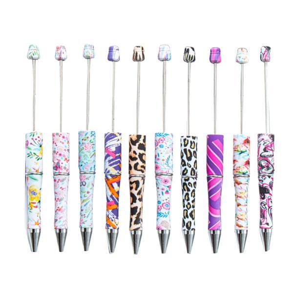 ●貴重/手染めペイントビーズ×手染め青薔薇×ランタンビーズ カスタムボールペン ビーズ材料 『ビーズボールペン シルバー YZPTBP-01』 KIYOHARA