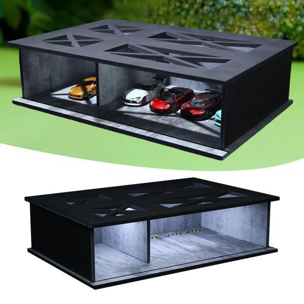 1/64 駐車場ジオラマ ミニチュアシーンモデル ライト装飾付き シナリオ