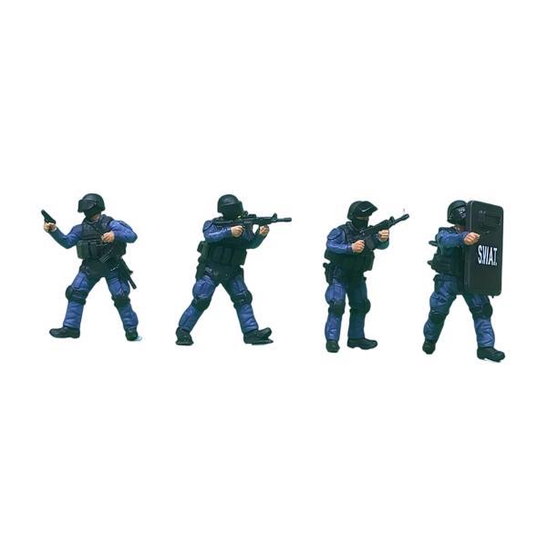 1/64スケール SWAT チーム兵士ミニチュアフィギュア 4体 ゲーム クラフト デスクトップディスプレイ 犬なし