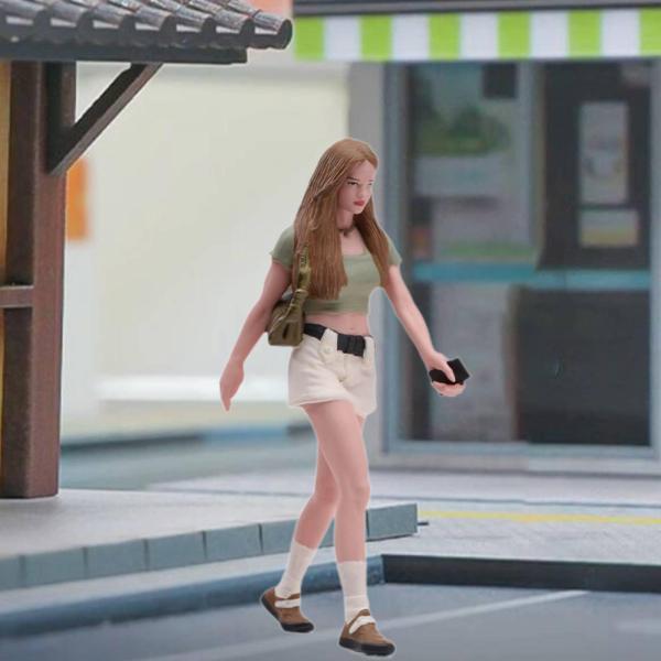 1:18スケール フィギュア ディスプレイモデル 歩く少女 映画小道具 カジュアルコレクション マイクロランドスケープジオラマ 女フィギュア 塗装済み