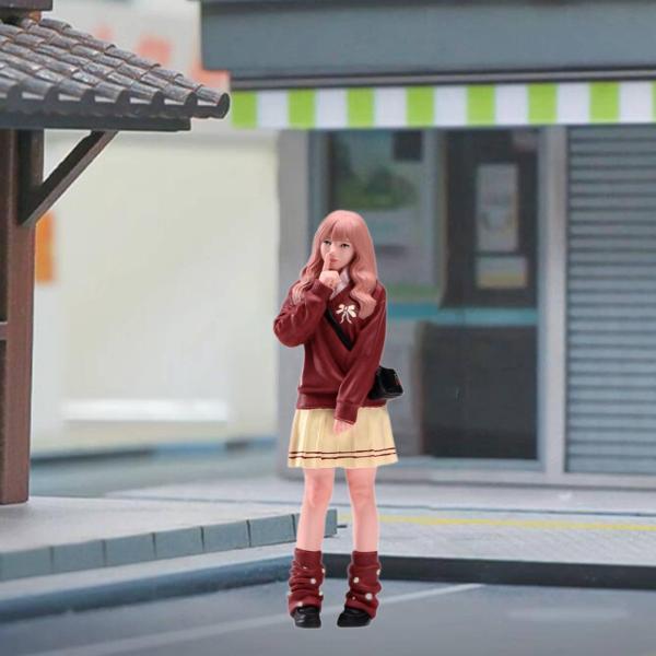 1/18スケール 塗装済み ピンクの髪の少女 映画小道具 DIYジオラマアクセサリー コレクタブル ミニチュアシーン レジン製フィギュア 詳細
