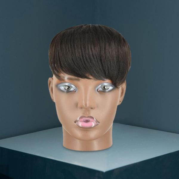 人毛クリップインヘアピース、交換用合成ショートヘアトッパー、コスチューム、パーティー用の男性用ショートトッパーヘアピース