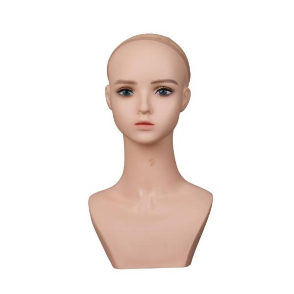 肩付きマネキンヘッド 展示用 ウィッグ展示ヘッド 撮影小物 模擬頭部モデル 首飾り 女性用頭部マネキン 精巧なメイク 美容用品 コスプレイヤー用