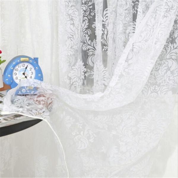 説明:装飾フランスの窓のガーゼのカーテン、糸をひく、エレガントなスタイル; グロメットトップタイプ、aprox.200x250cm / 78.74x98.43インチ水で洗わないでください、ドライブラッシングまたは拭き取りをお勧めします。 非...