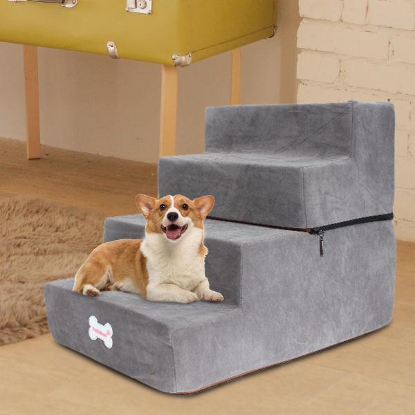 説明:ペットの犬の階段:ペットの階段は.ペットがソファやベッドに簡単に到達できるようにします.特徴: 滑り止めの底により.小型犬用の階段が非常に頑丈になり.ペットの上り下りが簡単で快適になります.スロープラダー:小さなペットがお気に入りの場...