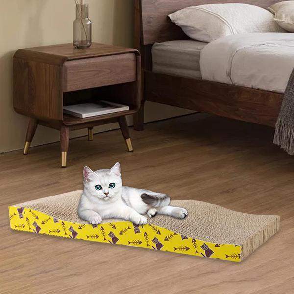 スクラッチパッド巣スクラッチラウンジベッドスリーピングマット猫スクラッチャー段ボールウェーブ44.5x21x44cm