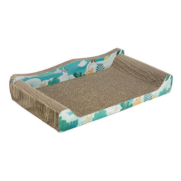 猫スクラッチャー 段ボール ペットベッド 猫スクラッチベッド 室内猫用 子猫レスト ブルー 50cmx27cmx9cm