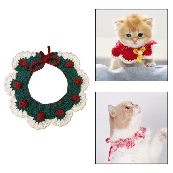 猫の首輪かぎ針編みよだれかけ、 女の子、男の子、猫、犬用 L スタイル