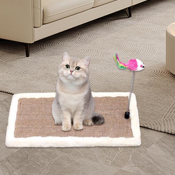 説明:[プレミアム素材]: 猫じゃらしおもちゃ付き猫スクラッチャーパッドはサイザル麻と麻ロープで作られており.耐久性があり.長期間使用できます.[猫爪とぎマット]: ペット爪とぎラグを使用すると.猫は本能を満たすために自由に爪とぎをすること...