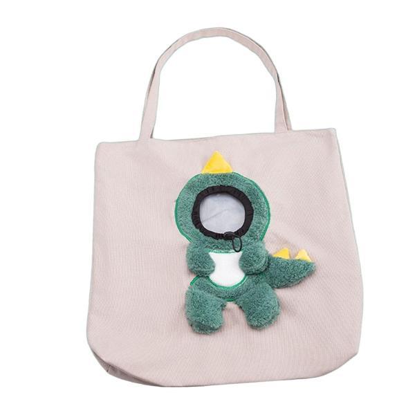 猫用キャリートート ペット用品 かわいいショッピングキャンバス ペットショルダーキャリーバッグ 恐竜 L