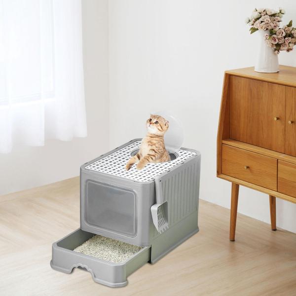 説明:[素材]: 完全に密閉された猫用トイレボックスは.軽量で高品質のPP素材で作られており.環境に優しく.硬度が高く.変形せず.滑らかな表面で猫を傷つけません. [特徴]: 屋根付きの猫用トイレは広々としており.ハイサイドと引き出しタイプ...