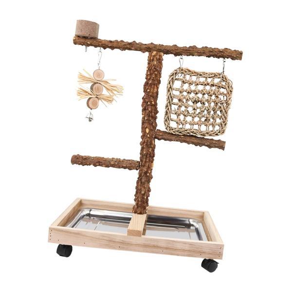 説明:[ステンレススチールトレイ]: ウッドパーチスタンドは.遊び.休憩.登り.給水.給餌に最適で.退屈を和らげ.活動を増やし.ペットに遊びや運動のための素敵な場所を提供します. [素材]: 木製のオウムの遊び場の止まり木は.木製のフレーム...