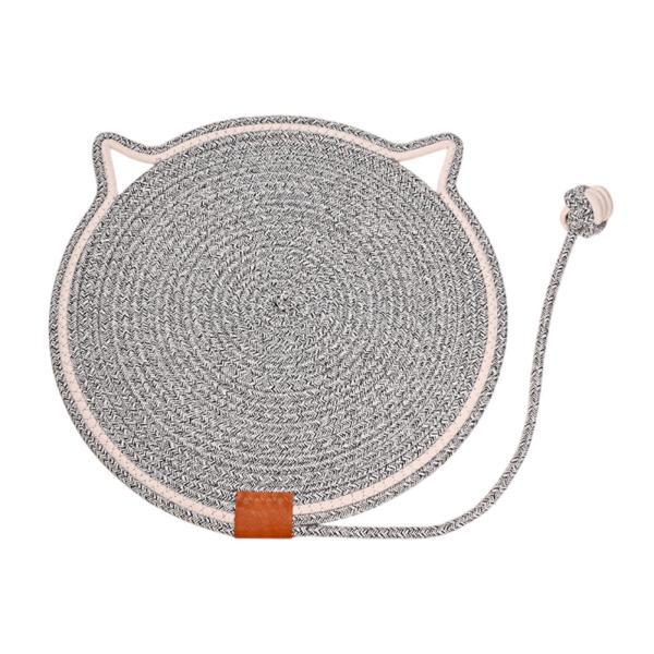 猫の爪とぎマット コットンロープ ラウンド 19.7インチ 猫の爪とぎパッド 壁遊び用 水の波紋色