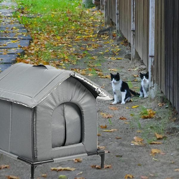 屋外用キャットハウス 耐候性 野良猫用シェルター 冬用 裏庭 パティオ用