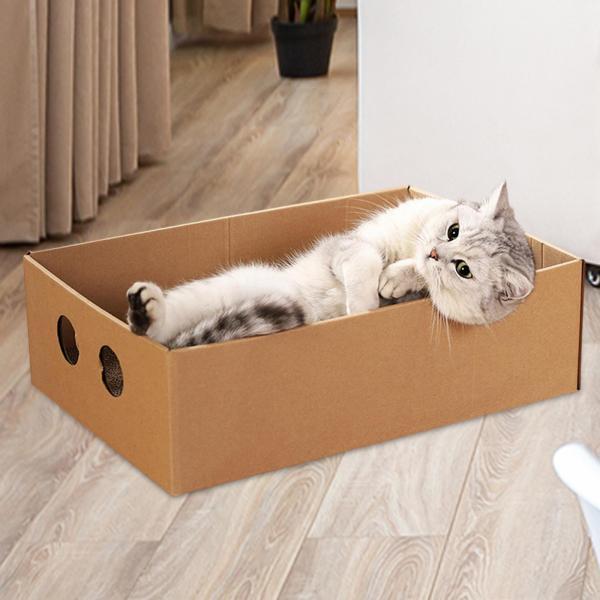 説明:[多機能]: 猫の爪とぎと居心地の良いベッドが組み合わさり.寝たり.爪とぎしたり.遊んだりできる広々とした長方形の段ボール箱を提供し.猫の日常のあらゆるニーズに最適です. [特徴]: スクラッチボードは両面デザインを採用しており.裏返...