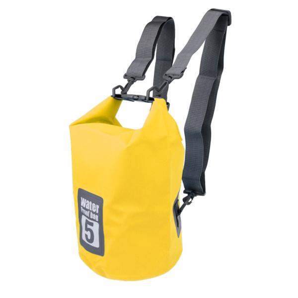 説明:屋外旅行防水バックパック圧縮袋. 材料:防水PVC布.カラー:イエロー容量:5L.タイリングサイズ:40 x 31cm / 15.75 x 12.2インチ(L x W) 衣服.財布.ゴーグル.帽子.食品.書類.その他の財産を水.砂.埃...