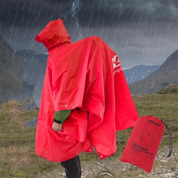 フード付きレインポンチョ 3 in 1 レインジャケット アウトドア 登山用