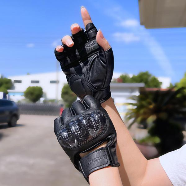 バイク用グローブハーフフィンガーPUレザーフィットダートバイクワークアウトサマーM