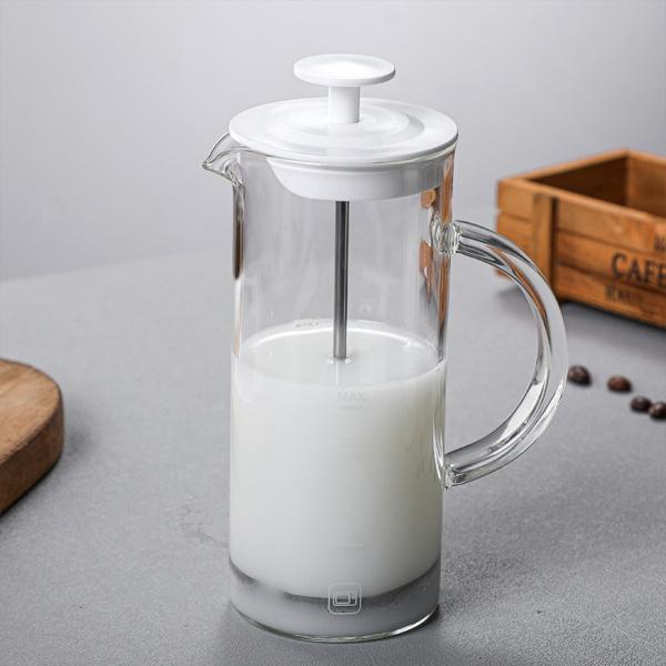 フレンチプレスコーヒーメーカー耐久性のあるガラス480mlコーヒーノキ用ミルク泡立て器ホームホワイト