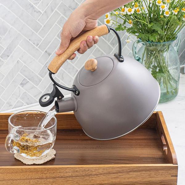 ケトル ティーポット お茶 ケトル キャンプ用ケトル 2.8L 大容量 グレー 水加熱 お茶加熱 握りやすいハンドル やけど防止 便利 安全 軽量 アウトドア キャンプ
