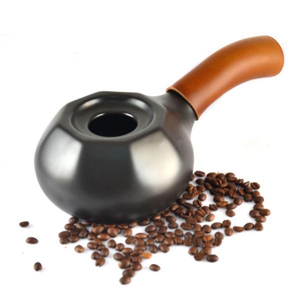 コーヒー愛好家のためのセラミックコーヒー焙煎機ポットは、PUハンドル付きコーヒー豆用の火源焙煎機が必要です80〜150Gホームカフェ