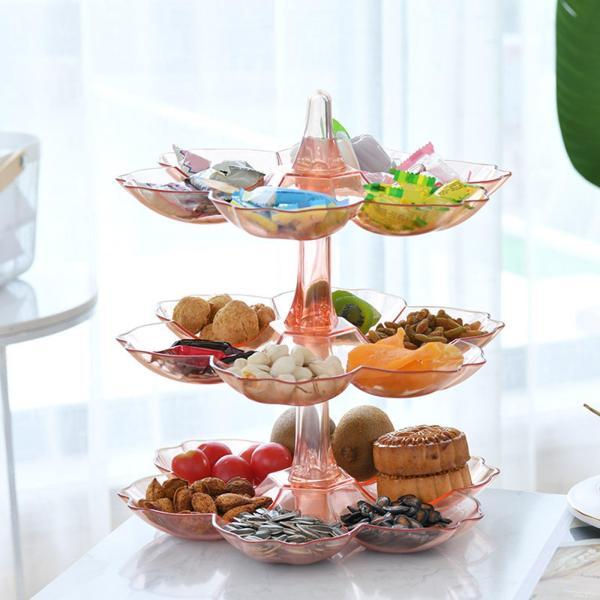 説明:360°回転:フルーツプレートは360°回転でき.シンプルな外観.花びらの形.コンパートメントデザインで.さまざまなニーズに合わせてさまざまな種類のフルーツを収納できます. PC素材:3層フルーツスタンドは高品質のPC素材でできており...