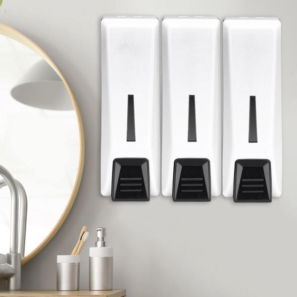 仕様:材質:ABSプラスチック容量:350ml液体の流れ/1回:0.8mlサイズチャート: LxW:約21x20.5cm/8.27x8.07インチパッケージに含まれるもの:1ピース3チャンバー液体石鹸ディスペンサー4枚の接着剤ペースト...