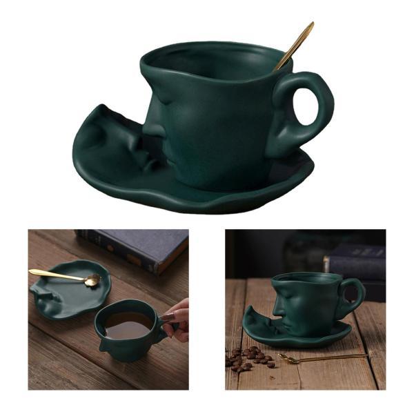 説明:人間の顔のマグカップ: 絶妙なデザイン.花の形のスプーンと人間の顔のコースターが付属し.美しく繊細で.テーブルに芸術的なテーマをもたらします.高品質: このコーヒーマグは陶器製で.芸術性にあふれ.釉薬が見事な色の配列を生み出し.ユニー...