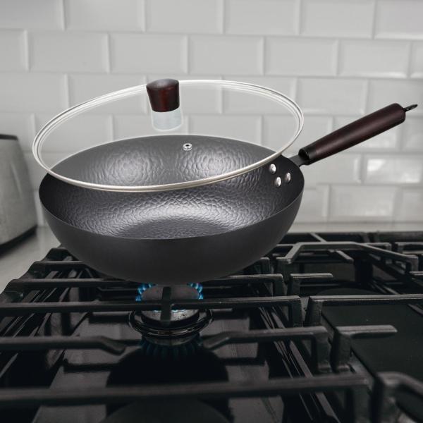 テフロン加工の中華鍋 32 cm ユニバーサル電磁調理器ガス中華なべパン