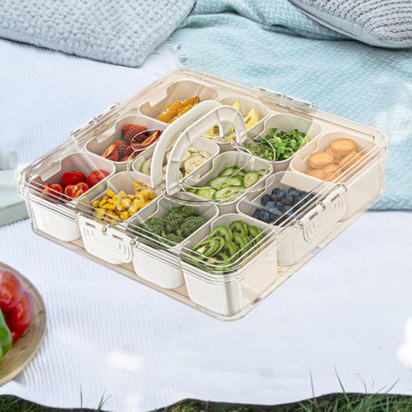 スナックボックス スナック仕切り容器 食品容器 蓋とハンドル付き