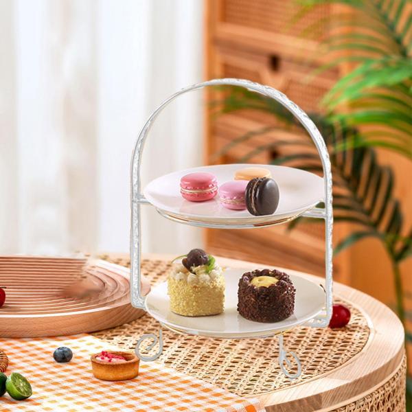 【美品】 2段式ケーキスタンド 5セット 金属製2段デザートケーキスタンドアクセサリー多目的スタイリッシュ