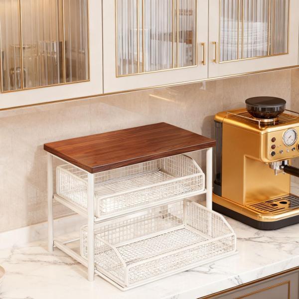 説明:[多用途]引き出し付きの多層デスクトップオーガナイザーは.コーヒーカップ.キッチンの必需品.小物の収納に最適です. [スムーズ]サイレントスライドレール設計により.引っかかることなく楽に静かに引き出し操作できます. [素材]頑丈な鉄と...