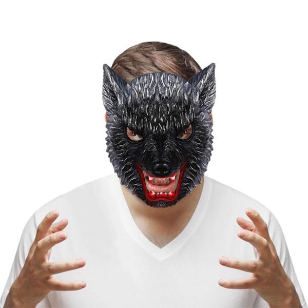 怖いハロウィンオオカミマスクコスプレ衣装仮面舞踏会パーティー用品アクセサリーヘッドマスクハーフフェイス用劇場ステージ女性男性